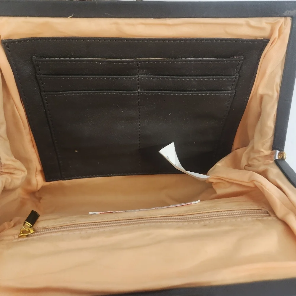Merrell McGuiness Croc Embossed Leather Reversible Handbag Clutch Rare‎